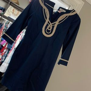 Navy nautical rope 3/4 sleeve dress